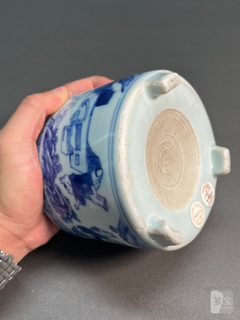 清顺治  青花“六子戏弥勒”图琴炉 - 图18